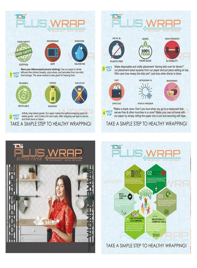 TDS Plus WRAP Plain Bulper for Wrapping (1KG) – Water & Grease Resistant Biodegradable Parchment Roll, Non-Stick, Re-heatable, Oven-Safe, Foodsafe for Packing & Serving - Image 3