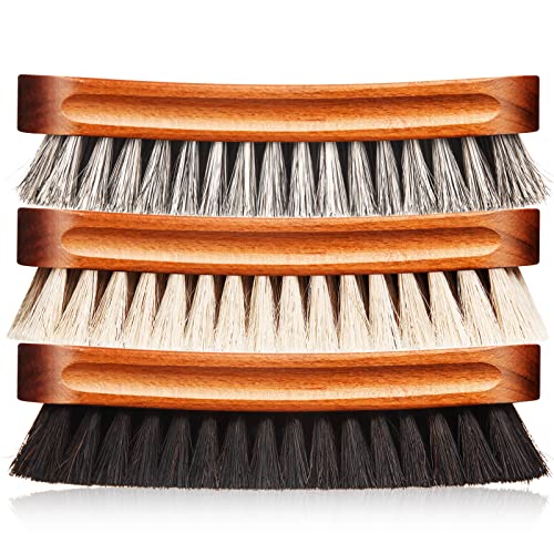 YoungJoy 3 Pcs Horsehair Shoe Brush Kit Polishing Daubers Applicators Leather Care Brushes Shine Cleaning Brush(Shoe Brush Set C) - Image 1