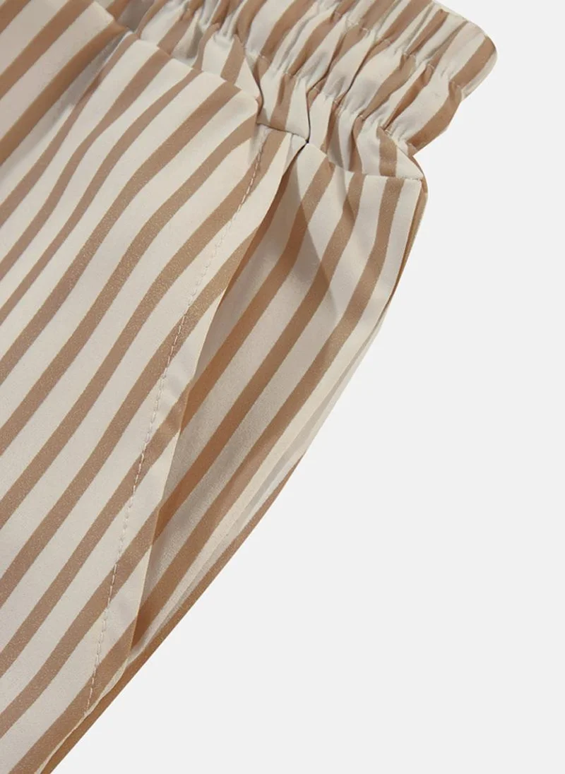 YUNIQEE Beige & Brown Striped Casual Trousers