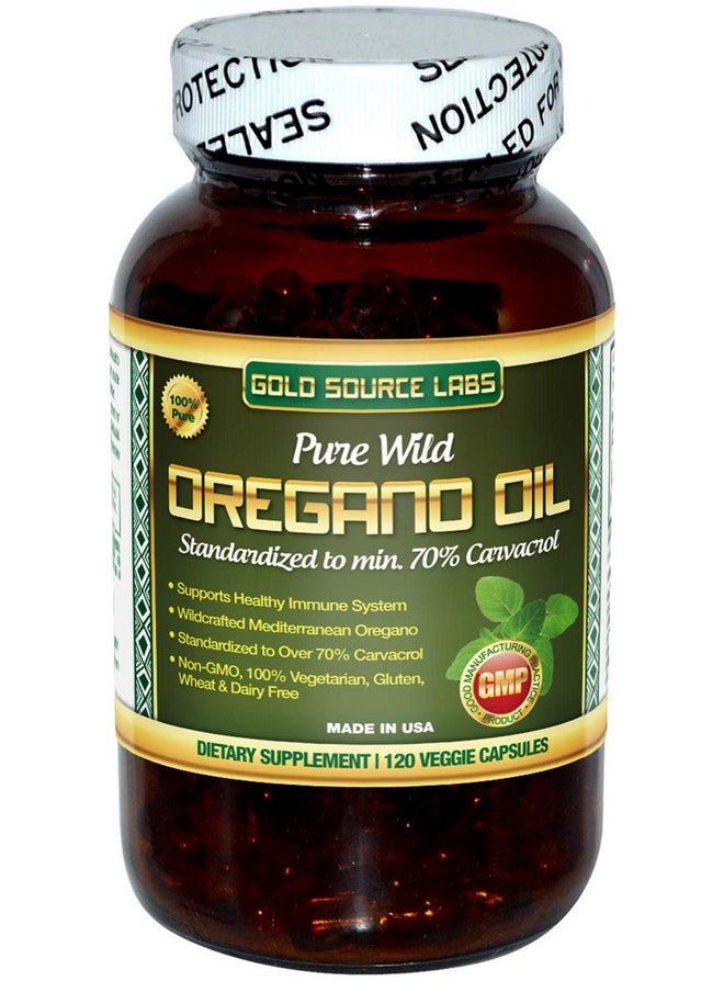 Gold Source Labs - Wild Oregano Oil Capsules 120 Liquid Veggie Softgels Pure Standardized Wild Oregano Leaf Extract Offers 70% Carvacrol (32 Mg) For Immune System Health Non Gmo Vegan Gluten Free - Image 1
