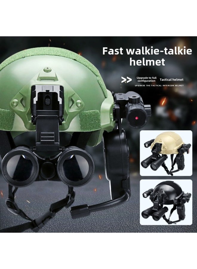 FAST Tactical Helmet With Hanging Walkie-talkie Summer Camp Outdoor Training Equipment Full Set Of Small Special Police Intercom Helmet-Color:Black Half Helmet (holeless Model) + 7-piece Single Tube Set  - Image 2