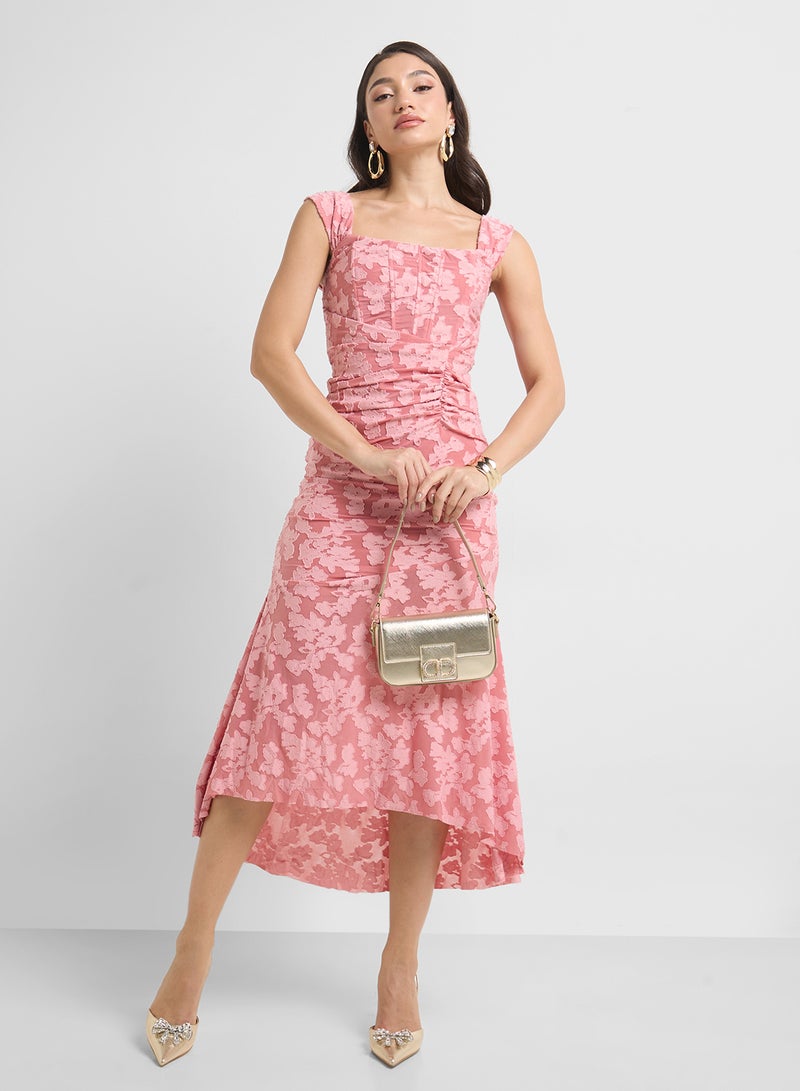 ELLA Floral Ruched Midi Dress - Image 4