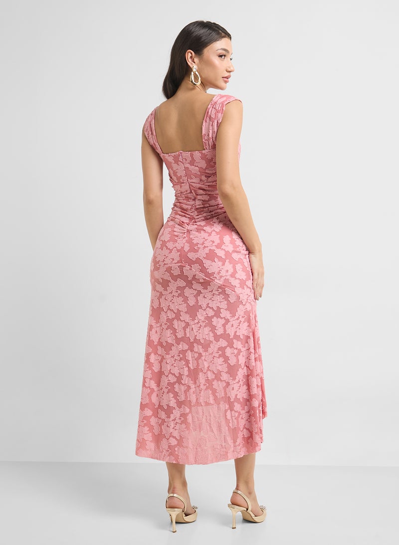 ELLA Floral Ruched Midi Dress - Image 2