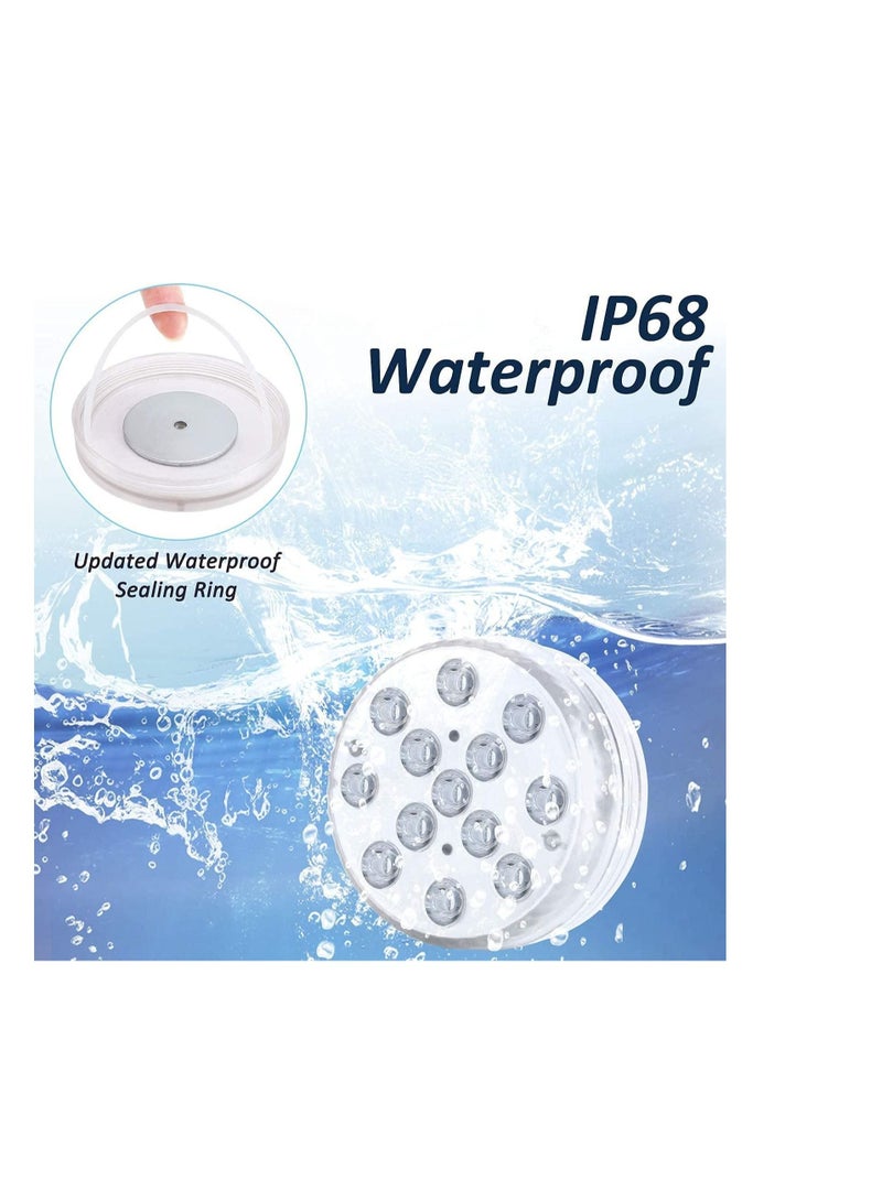 Y&D Pool Lights littobia Submersible LED Lights with Magnet and Suction Cups RF Remote IP68 Waterproof Underwater Timing 13 Light 1 Pack2.8 INCH - Image 4