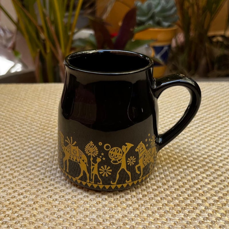 KunhaR Ceramic Morning Set Black Shine 6 Cups and 1 Teapot - Image 3