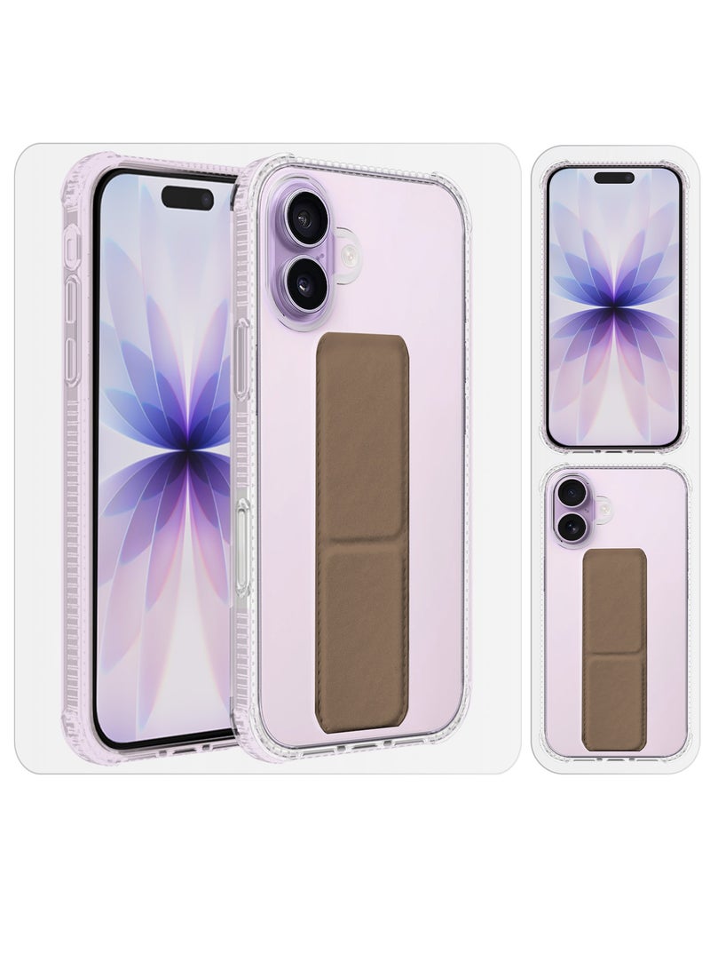 CATANES Finger Grip Clear Case Cover for iPhone 17- Kickstand Car Magnetic Holder Multi-function Protective Two-in-one Case - Brown - Image 5
