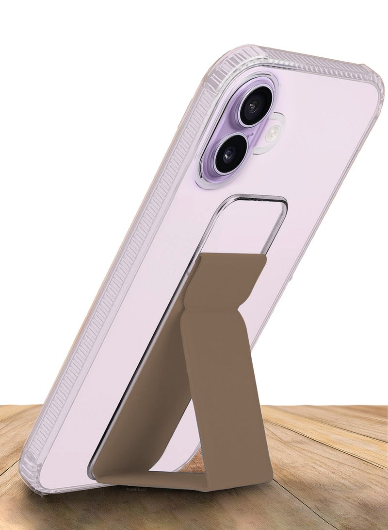 CATANES Finger Grip Clear Case Cover for iPhone 17- Kickstand Car Magnetic Holder Multi-function Protective Two-in-one Case - Brown - Image 3
