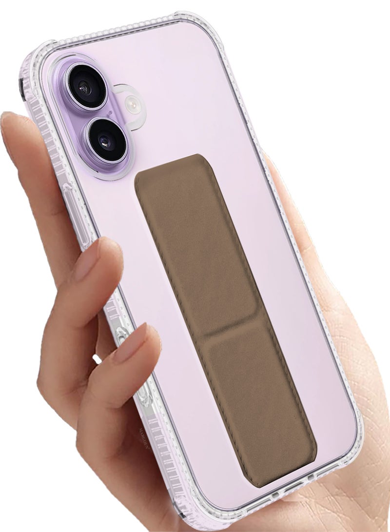 CATANES Finger Grip Clear Case Cover for iPhone 17- Kickstand Car Magnetic Holder Multi-function Protective Two-in-one Case - Brown - Image 2