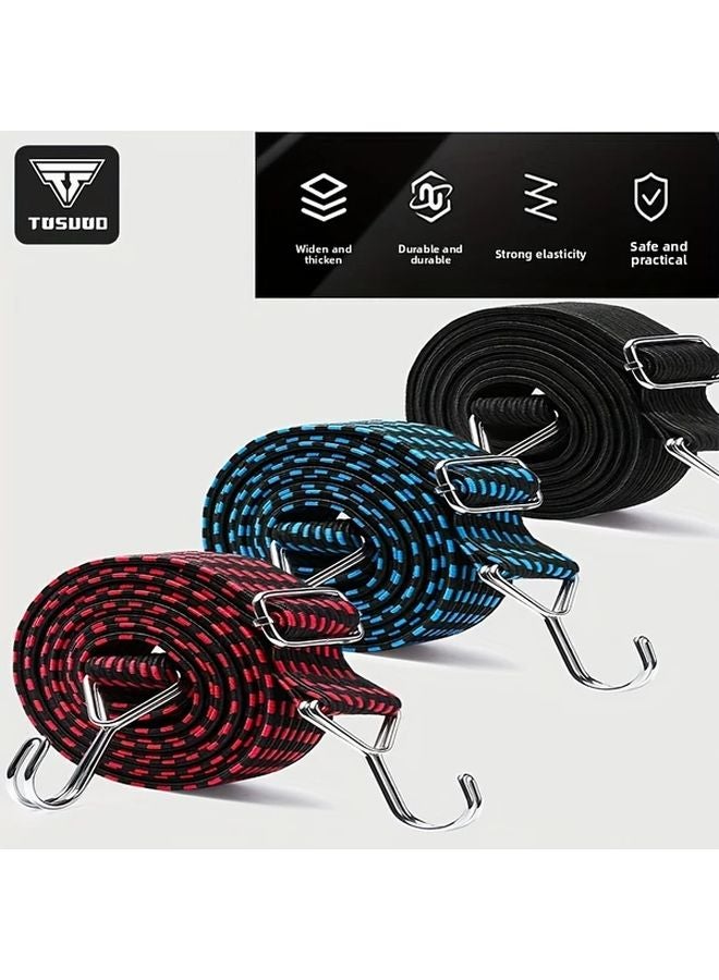 Tosuod Black Elastic Rope Strap Adjustable 78 Inches Sturdy Metal Hook for Motorcycle Luggage Outdoor Camping - Image 2