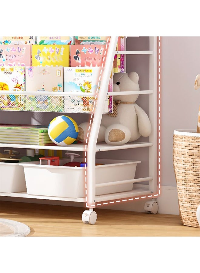 RollsTimi  Rolling Metal Storage Organizer Children's Bookshelf and Toy Storage Magazine Rack Book Carts with Wheels for Bedroom Living Room Home - Image 2