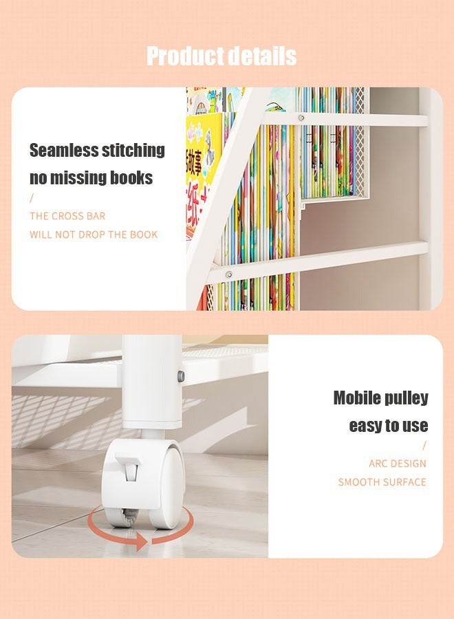 RollsTimi  Rolling Metal Storage Organizer Children's Bookshelf and Toy Storage Magazine Rack Book Carts with Wheels for Bedroom Living Room Home - Image 5