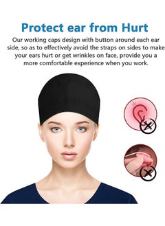 HY Working Cap with Buttons and Sweatband Adjustable, Cotton Working Hats with Adjustable Ponytail Pack, Head Covers Shower Caps, Sweatband Ribbon Tie Back Hats for Long Hair Women  - Image 2