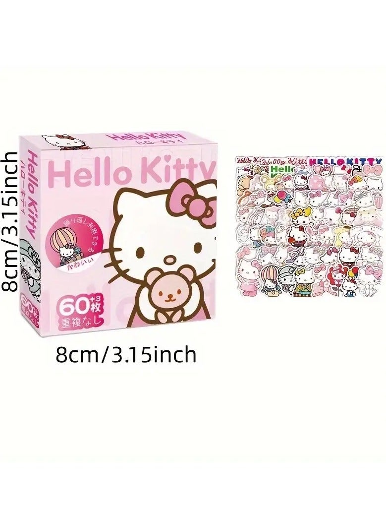 Sanrio 60+3pcs Sanrio Hello Kitty  Stickers DIY Portable Phone Diary Cute Cartoon Car Sticker - Image 2