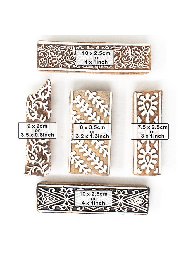 Hashcart | Set Of 5 | Wooden Stamp Block, Printing Stamp Design Set | Block For Printing Saree Border | Dresses, Craft Card Making, Scrapbook, Clay Pottery - Image 4