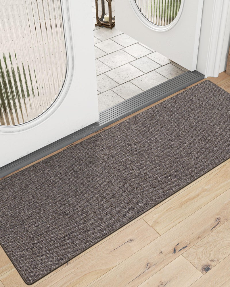 LUMI Indoor Door Mat  18""x59"" Non Slip Rubber Backing Entrance Mat  Easy Clean Low Profile Ultra Thin Entryway Mat for Inside House  Patio  Brown - Image 1