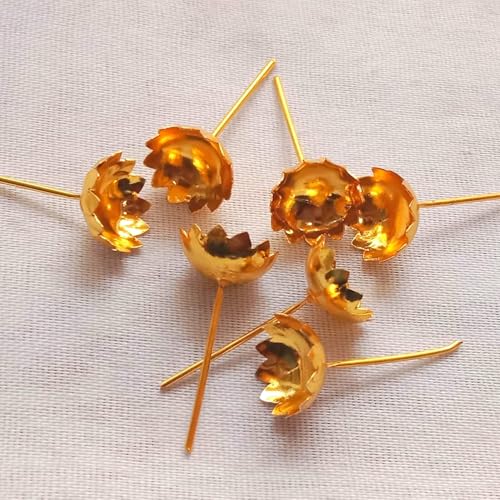 SRI YAGNAA - 108 Gold Flowers for Pooja - Gold Coated Flowers - Ashtothram Shatanamavali Flower for Puja - Laxmi Pooja Items - Flower for Sravanamasam puja - Image 2