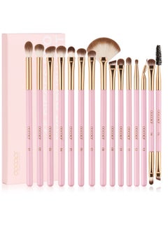 docolor Eye Makeup Brushes 15Pcs Eyeshadow Brush Set with Soft Synthetic Hairs Professional Eye Shadow Blending Concealer Eyebrow Eyelash Eye Liners Premium Eye Make Up Brushes Set (Pink)  - Image 1