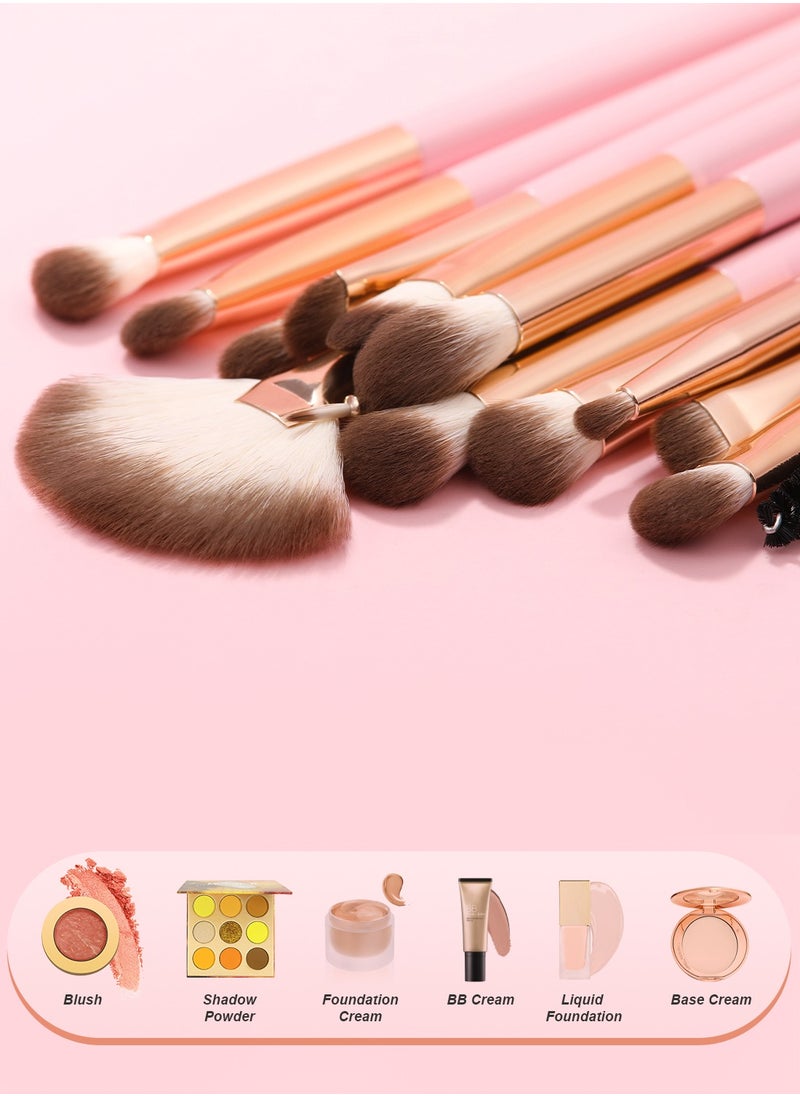 docolor - Eye Makeup Brushes 15Pcs Eyeshadow Brush Set with Soft Synthetic Hairs Professional Eye Shadow Blending Concealer Eyebrow Eyelash Eye Liners Premium Eye Make Up Brushes Set (Pink) - Image 1