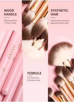 docolor Eye Makeup Brushes 15Pcs Eyeshadow Brush Set with Soft Synthetic Hairs Professional Eye Shadow Blending Concealer Eyebrow Eyelash Eye Liners Premium Eye Make Up Brushes Set (Pink)  - Image 4