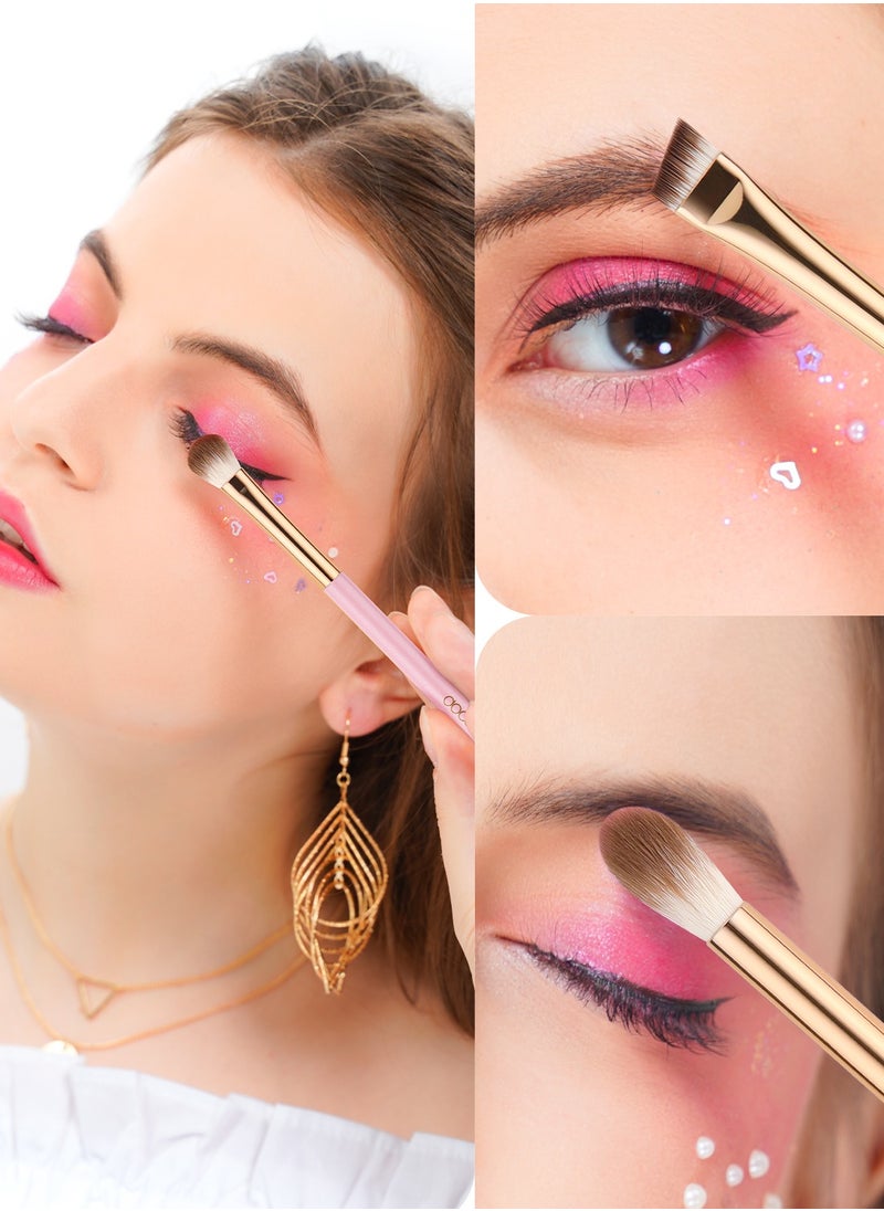 docolor - Eye Makeup Brushes 15Pcs Eyeshadow Brush Set with Soft Synthetic Hairs Professional Eye Shadow Blending Concealer Eyebrow Eyelash Eye Liners Premium Eye Make Up Brushes Set (Pink) - Image 1