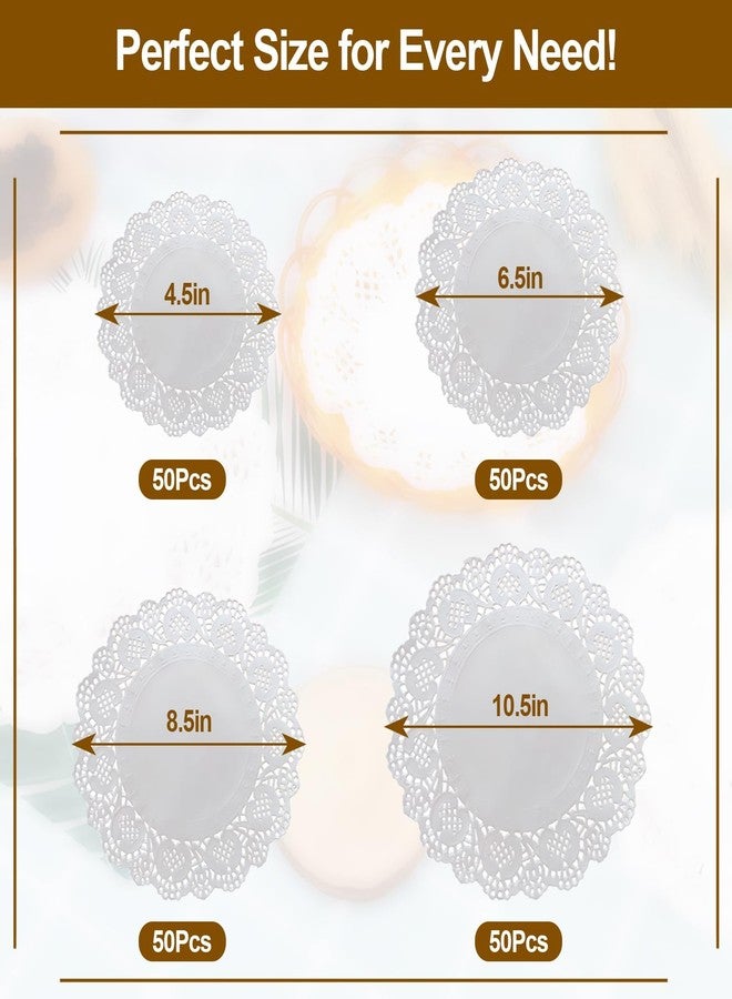 smrtcol 200 Pack Round Paper Doilies White Assorted Sizes 4.5/6.5/8.5/10.5 Inch Lace Cupcake Liners, Greaseproof Dessert Plate Mats for Wedding, Party, DIY Crafts (Snowflakes, Gift Wrapping) - Image 2