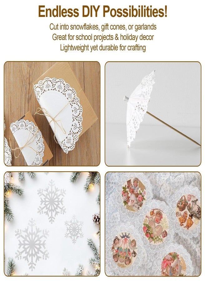 smrtcol 200 Pack Round Paper Doilies White Assorted Sizes 4.5/6.5/8.5/10.5 Inch Lace Cupcake Liners, Greaseproof Dessert Plate Mats for Wedding, Party, DIY Crafts (Snowflakes, Gift Wrapping) - Image 5