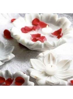R&M - R&M White Marble Bowl, Marble Jewellery Dish, Marble Flower Bowl, Marble Fruit Bowl, Marble Lotus Flower Bowl, Christmas Gift Marble Candle Holder - Image 1