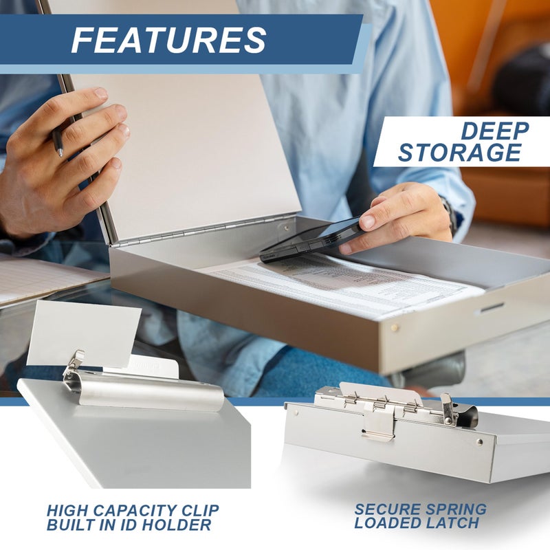 Saunders Metal Clipboard with Storage, Letter Size Heavy Duty Contractor Grade Clipboard, Dual Storage Form Holder with High Capacity Clip Made in USA - Image 3