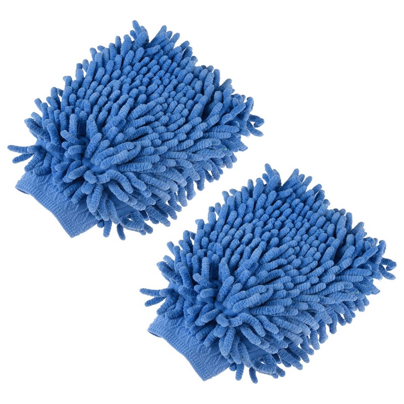 Kuber Industries Gloves | Microfiber Cleaning Gloves | Chenille Mitts for Kitchen | 50 GSM Hand Duster for Kitchen | Hand Gloves For Car | Duster for Glass | Pack of 2 | Blue