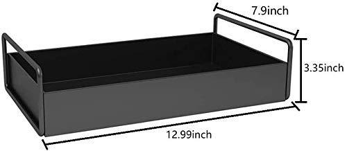 shiok decor®Bathroom Vanity Tray, Kitchen/Bathroom Countertop Storage Shelf Organizer,Coffee Table Decorative Tray Cosmetic Organizer Display Holder, Black - Image 2