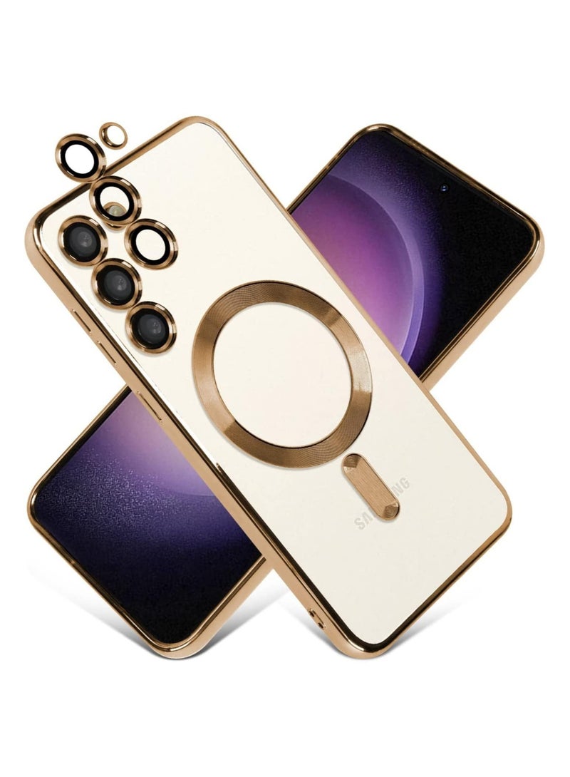 ELTRAZONE Magnetic Clear Case for Samsung Galaxy S23 Plus with Camera Lens Protector Magsafe Compatible Electroplated Soft TPU Shockproof Anti-Scratch Phone Case - Image 1