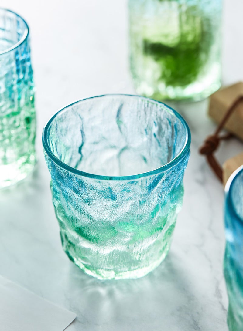6-Piece Blue-Green Gradient Textured Glass Drinking Cups – 280ML Each, Premium Decorative Glassware For Coffee，Water, Juice & Beverages - Image 5