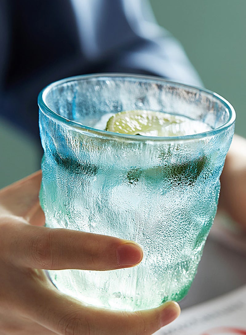 6-Piece Blue-Green Gradient Textured Glass Drinking Cups – 280ML Each, Premium Decorative Glassware For Coffee，Water, Juice & Beverages - Image 4