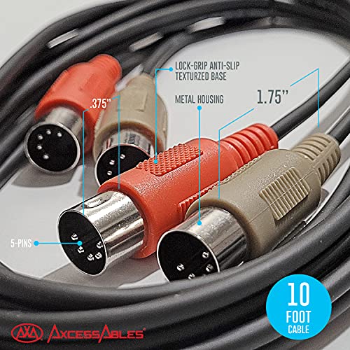 AXA AXCESSABLES AxcessAbles 2-Pair 10ft MIDI Cable Dual 5-Pin to Dual 5-Pin. MIDI (Musical Instrument Digital Interface) Cable for Digital Keyboards, Synthesizers, Audio Interfaces. (MID-203 10ft) - Image 3
