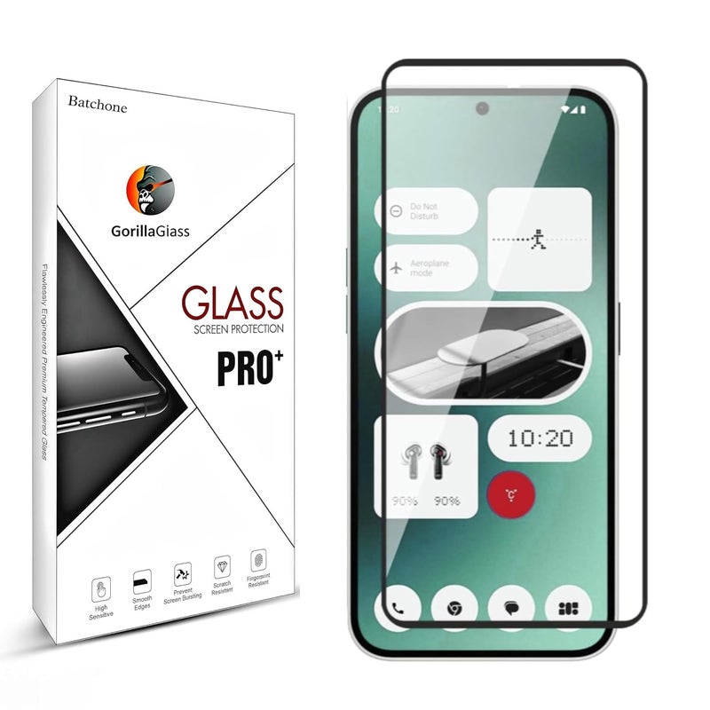 BATCHONE Tempered Glass Screen Protector Compatible For Nothing Phone 2A/Nothing Phone 2A Plus (Black) Edge To Edge Full Screen Coverage 9H With Easy Installation Kit,Pack Of 1 - Image 1