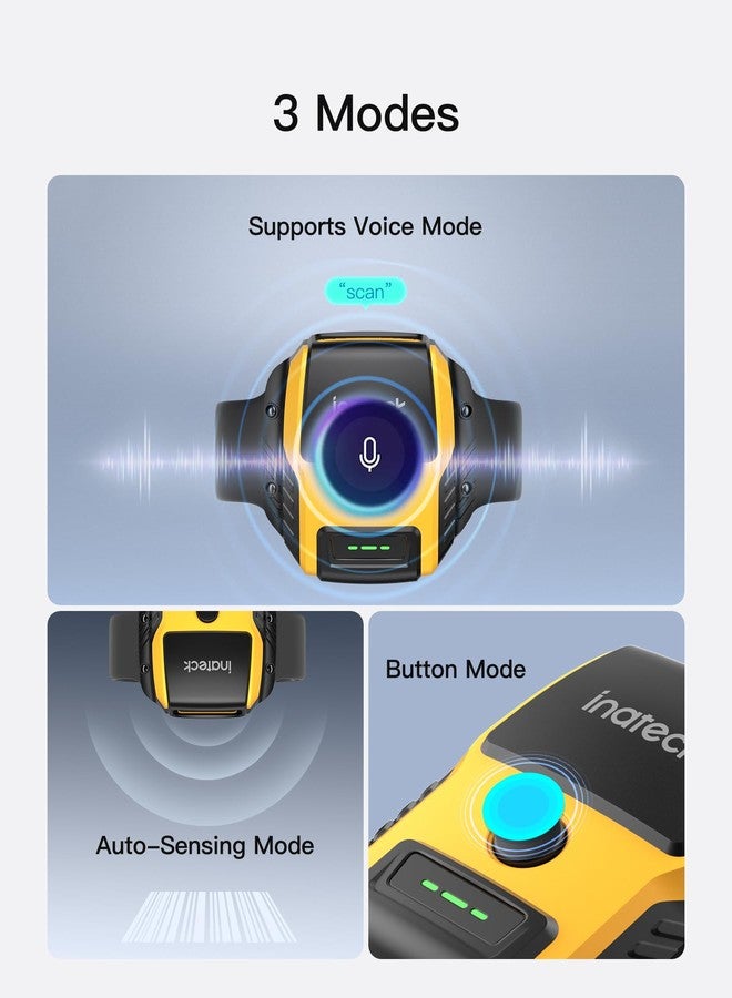 Inateck Wearable 2D Barcode Scanner, Hands-Free Watch QR Reader with Voice Control, 1MP CMOS, Bluetooth 5.3 & 2.4G Wireless, 10° Ergonomic Tilt for Inventory Sorting, 60g Lightweight, Nano 370 - Image 3
