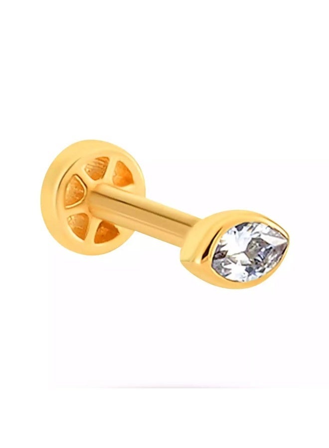Ruby Art Gold 18K Pure Gold  small pear ear piercing, Hypoallergenic Premium Shine, 0.40 Gram - Image 1