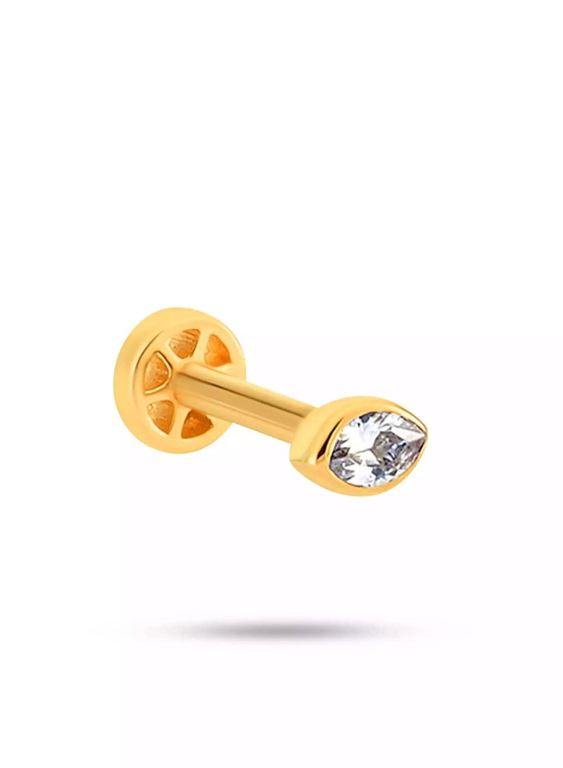 Ruby Art Gold 18K Pure Gold  small pear ear piercing, Hypoallergenic Premium Shine, 0.40 Gram - Image 2