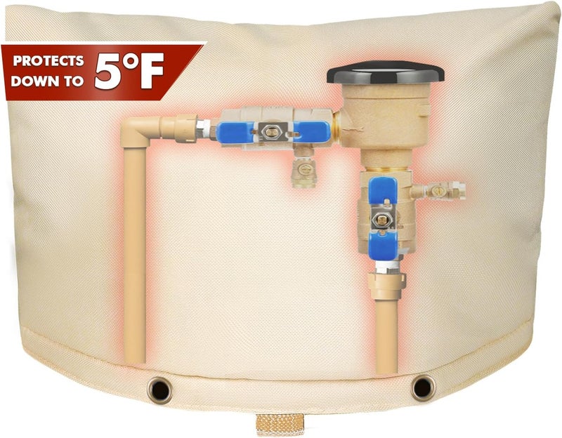 SUNICO Backflow Preventer Insulation Cover (5°F) - 5-Layer Upgrade Insulated Design Sprinkler Covers for Outside,38" W X 24" H, Backflow Insulation Cover for Sprinkler Valve,Winter Freeze Protection - Image 1