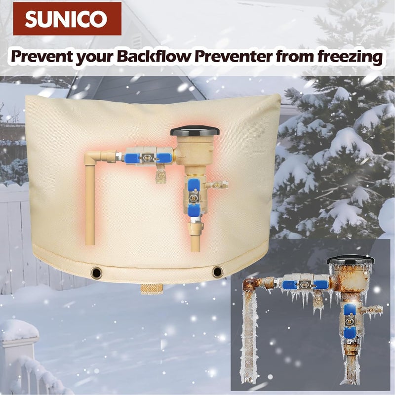 SUNICO Backflow Preventer Insulation Cover (5°F) - 5-Layer Upgrade Insulated Design Sprinkler Covers for Outside,38" W X 24" H, Backflow Insulation Cover for Sprinkler Valve,Winter Freeze Protection - Image 3