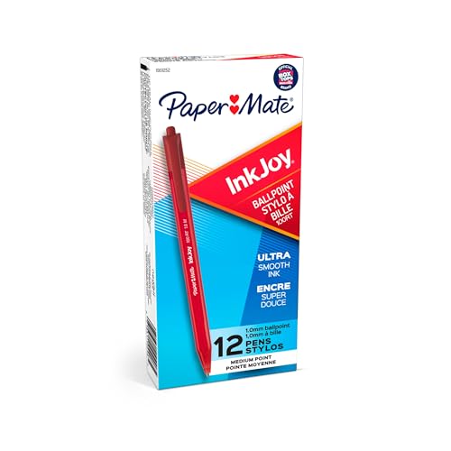 Paper Mate InkJoy 100RT Retractable Ballpoint Pens, Medium Point, Red, Box of 12 - Image 1