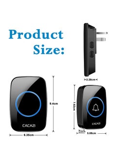 CACAZI Waterproof Wireless Doorbell with LED Flash, Over 1000 Feet Range, 60 Sounds and 5 Levels of Volume, Cordless Doorbell for Home, Office, Apartment, Hotel, Warehouse and Anti-Theft Black  - Image 2