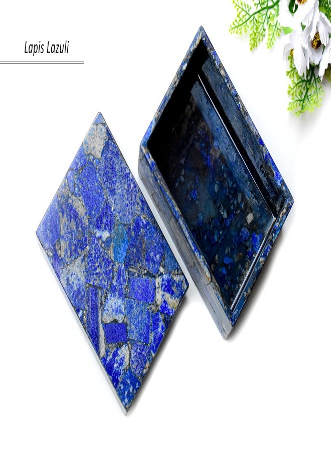Pyramid Tatva Lapis Lazuli Decorative Storage Box | Handcrafted Gemstone Jewellery Box for Wisdom, Truth, Positive Energy, Meditation, Home Décor & Gifting - Image 3