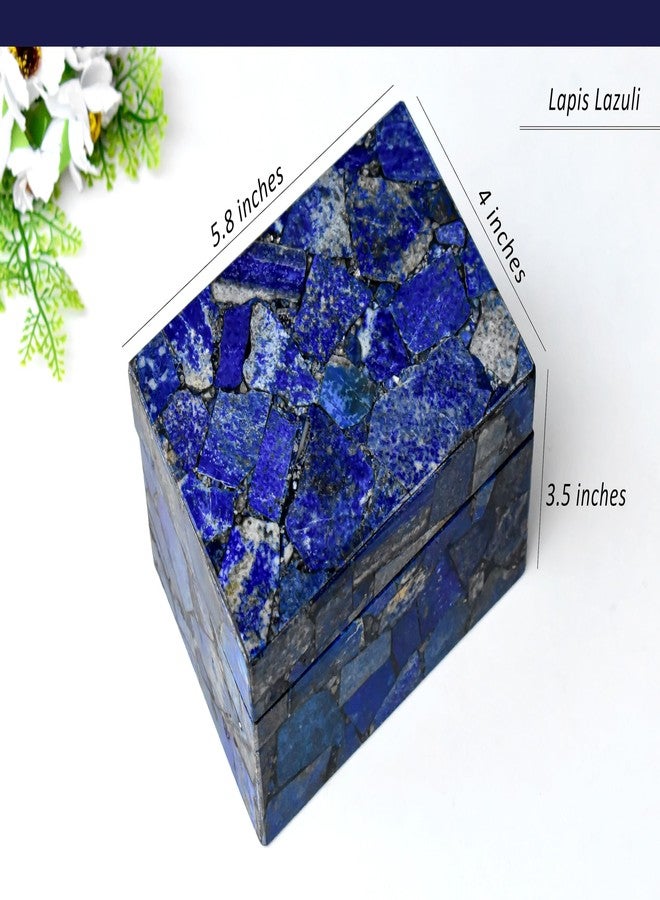 Pyramid Tatva Lapis Lazuli Decorative Storage Box | Handcrafted Gemstone Jewellery Box for Wisdom, Truth, Positive Energy, Meditation, Home Décor & Gifting - Image 2