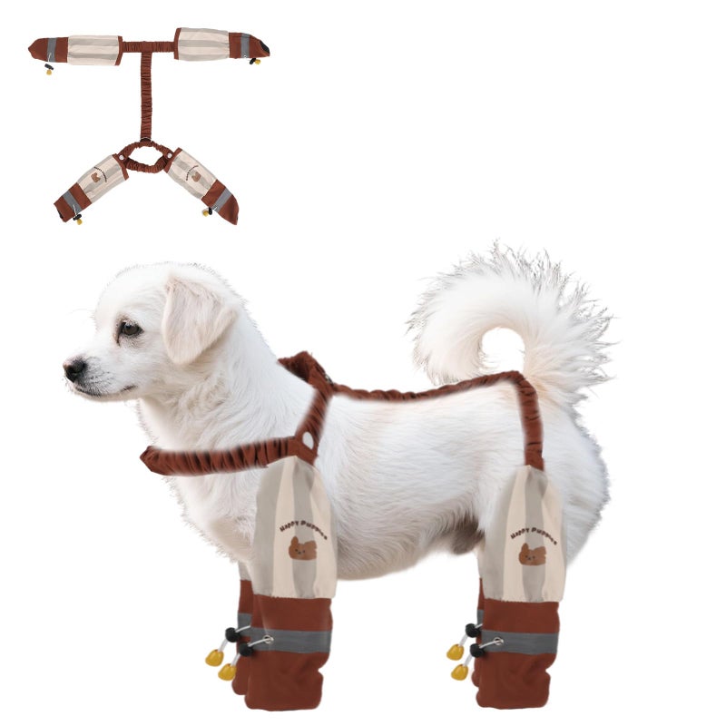 Penitue Anti-Dirt Pants for Small Dogs, Waterproof Dog Pants Dust Free Full-Leg Protective Dog Suspender Rain Boots Leggings Anti-Slip Paw Protector Shoes for 6-11lbs Pets Outdoor Hiking Walking (Striped) - Image 1