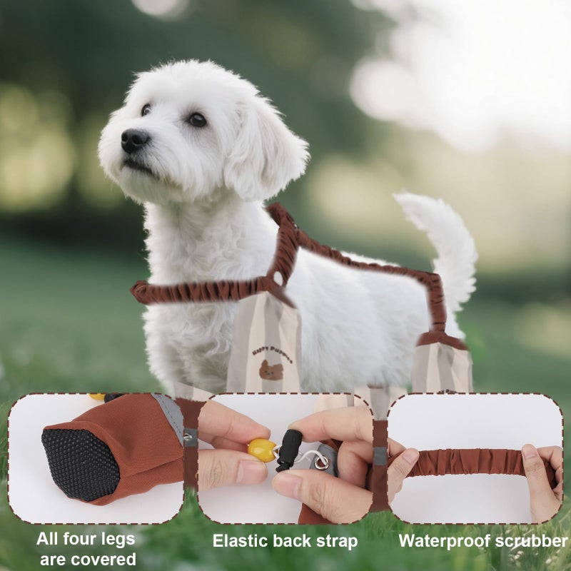 Penitue Anti-Dirt Pants for Small Dogs, Waterproof Dog Pants Dust Free Full-Leg Protective Dog Suspender Rain Boots Leggings Anti-Slip Paw Protector Shoes for 6-11lbs Pets Outdoor Hiking Walking (Striped) - Image 5