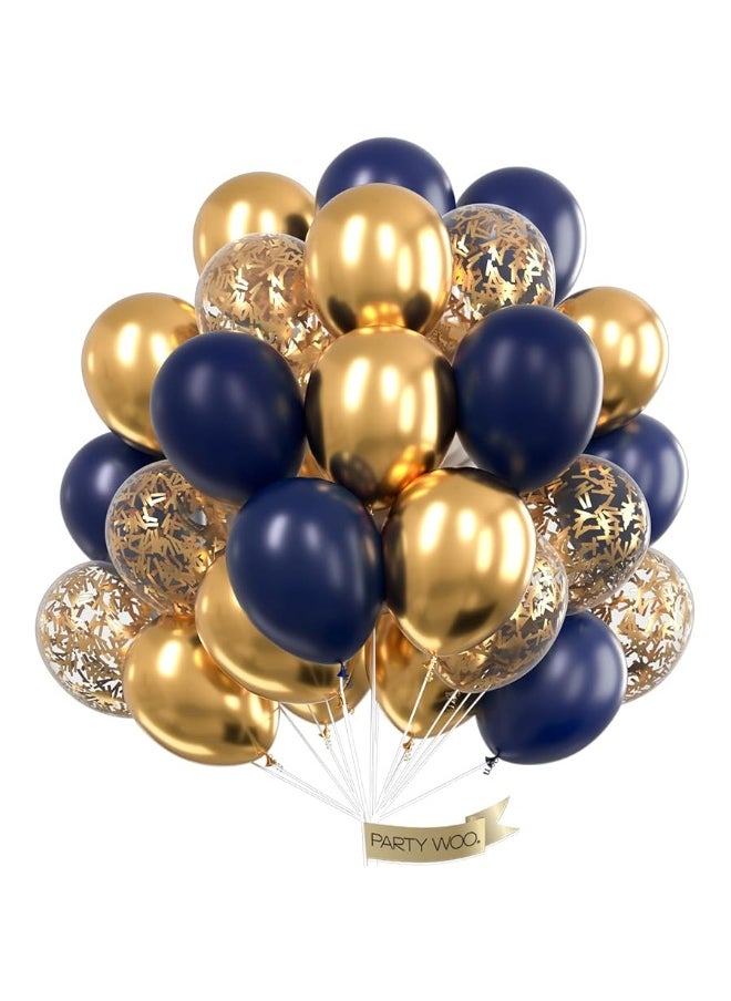PartyWoo PartyWoo Navy Blue Gold Balloons, 40 pcs Latex Balloons, Navy Blue Balloons, Gold Confetti Balloons and Metallic Gold Balloons, Party Balloons for Navy Blue and Gold Wedding, Navy Gold Baby Shower  - Image 1