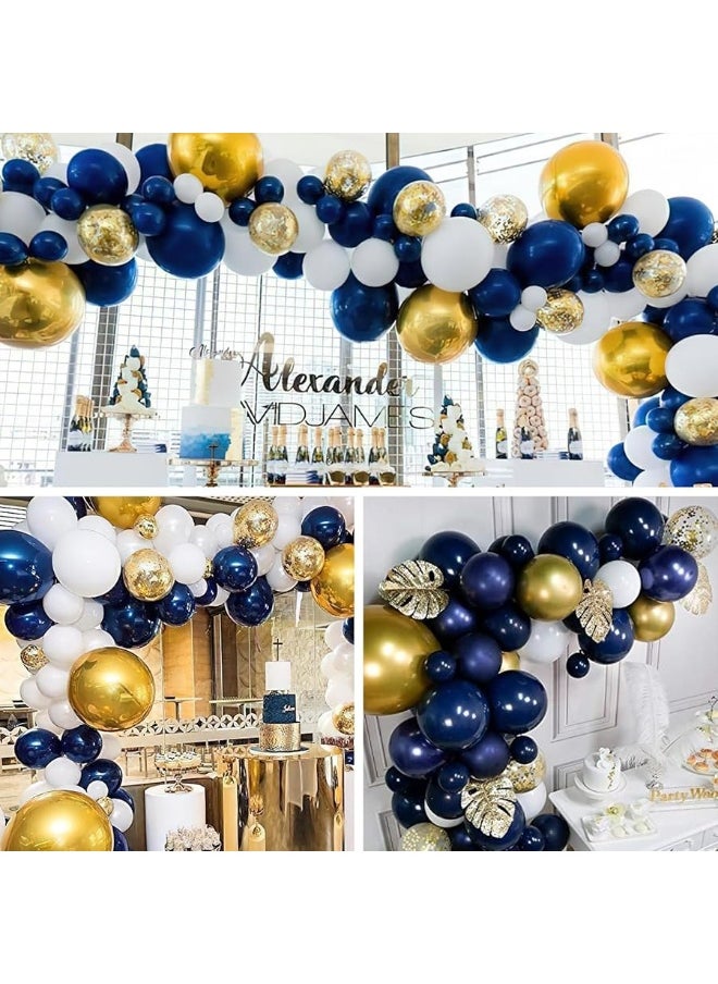 PartyWoo PartyWoo Navy Blue Gold Balloons, 40 pcs Latex Balloons, Navy Blue Balloons, Gold Confetti Balloons and Metallic Gold Balloons, Party Balloons for Navy Blue and Gold Wedding, Navy Gold Baby Shower  - Image 2
