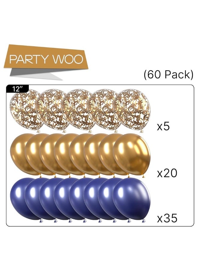 PartyWoo PartyWoo Navy Blue Gold Balloons, 40 pcs Latex Balloons, Navy Blue Balloons, Gold Confetti Balloons and Metallic Gold Balloons, Party Balloons for Navy Blue and Gold Wedding, Navy Gold Baby Shower  - Image 5