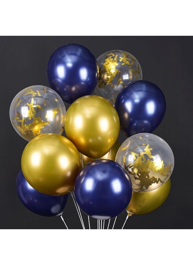 PartyWoo PartyWoo Navy Blue Gold Balloons, 40 pcs Latex Balloons, Navy Blue Balloons, Gold Confetti Balloons and Metallic Gold Balloons, Party Balloons for Navy Blue and Gold Wedding, Navy Gold Baby Shower  - Image 3